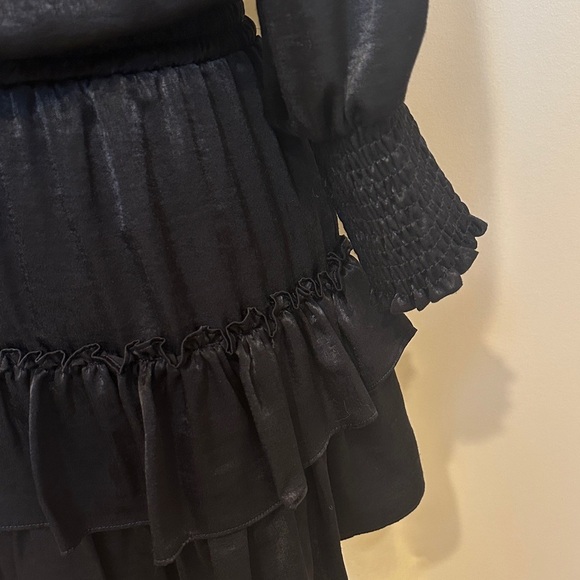 Misa Los Angeles Flirty Black Mini Ruffle Dress - Picture 5 of 7